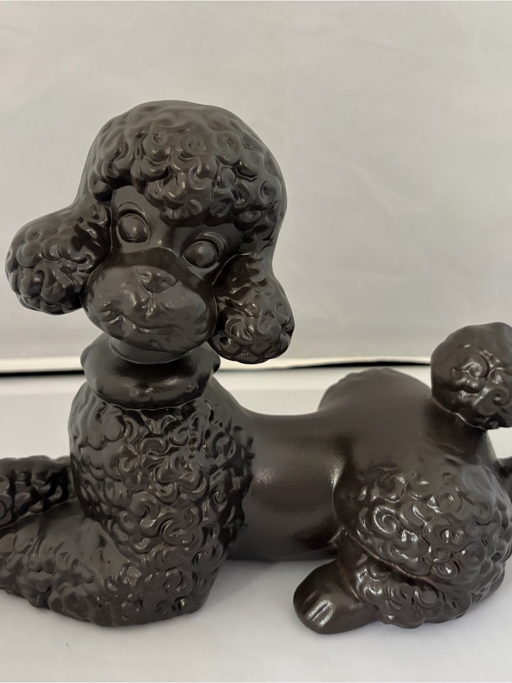 Decorative Dark Brown Poodle Dog Figurine Shelf Sitter